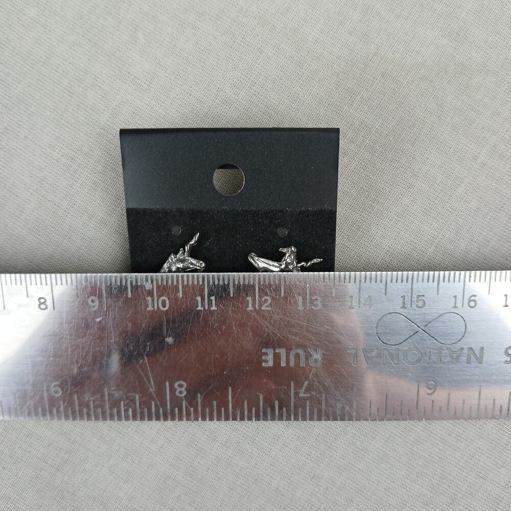 Small Unicorn Stud Earrings 0.5" surgical steel silver pewter mythical whimsey - Picture 10 of 12